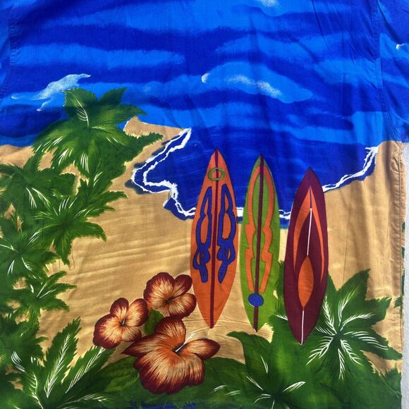 Thums Up Mens L Hawaiian Surfboard Button Up Surf Shirt Vintage 90s Thumbs - Picture 7 of 12